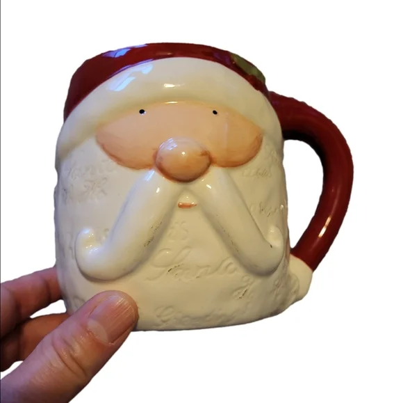 Santa Claus Ceramic Mugs - Red and White holds 24oz Set of Two - Picture 2 of 6